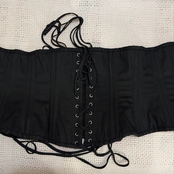Black Cotton Underbust Heavy Waist Training Corset Sz 32 Inch 46 cm, Good cond - Picture 5 of 7